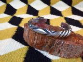 Vtg Navajo Ingot Silver Half-Round Wire Filed Cuff  c.1940～