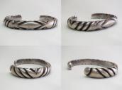 Vtg Navajo Ingot Silver Half-Round Wire Filed Cuff  c.1940～