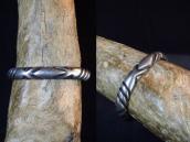 Vtg Navajo Ingot Silver Half-Round Wire Filed Cuff  c.1940～
