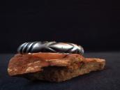 Vtg Navajo Ingot Silver Half-Round Wire Filed Cuff  c.1940～