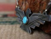 Atq Navajo HandMade Thunderbird Fob Silver Necklace  c.1925～