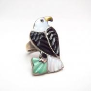 OLDPAWN Zuni Channel Inlay Eagle Ring  c.1960～