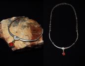 【Joe H. Quintana】 Cochiti Casted Silver Necklace w/Coral