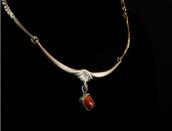 【Joe H. Quintana】 Cochiti Casted Silver Necklace w/Coral