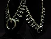 Vintage Navajo Bench Made Silver Bead & Naja Necklace c.1960