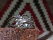 Antique Navajo Lines Sand Cast Silver Cuff Bracelet  c.1940～