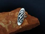 【Lawrence Saufkie】Hopi Overlay Oval Face Silver Ring c.1980～