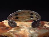 Antique T-bird Stamped Cuff Bracelet w/PetrifiedWood  c.1940