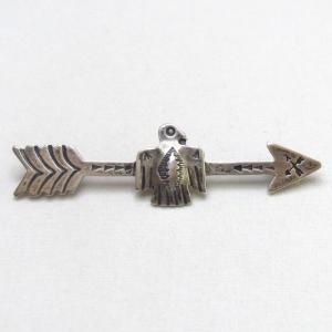 Antique Stamped Arrow & Thunderbird Shape Silver Pin c.1930～