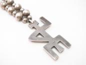【NAVAJO GUILD】Vtg Silver Bead Necklace w/Cast Yei Top c.1945