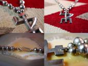 【NAVAJO GUILD】Vtg Silver Bead Necklace w/Cast Yei Top c.1945