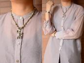 【NAVAJO GUILD】Vtg Silver Bead Necklace w/Cast Yei Top c.1945