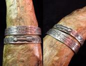 Antique Flower Stamped Silver Small Cuff Bracelet  c.1920