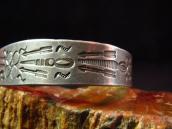 Antique Flower Stamped Silver Small Cuff Bracelet  c.1920