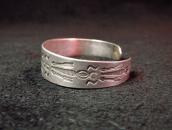 Antique Flower Stamped Silver Small Cuff Bracelet  c.1920