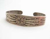 Antique Flower Stamped Silver Small Cuff Bracelet  c.1920