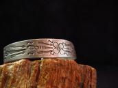 Antique Flower Stamped Silver Small Cuff Bracelet  c.1920