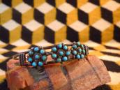 Vintage Zuni SnakeEye Turquoise Cluster Cuff Bracelet c.1970