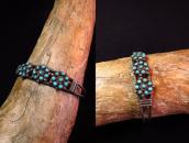 Vintage Zuni SnakeEye Turquoise Cluster Cuff Bracelet c.1970