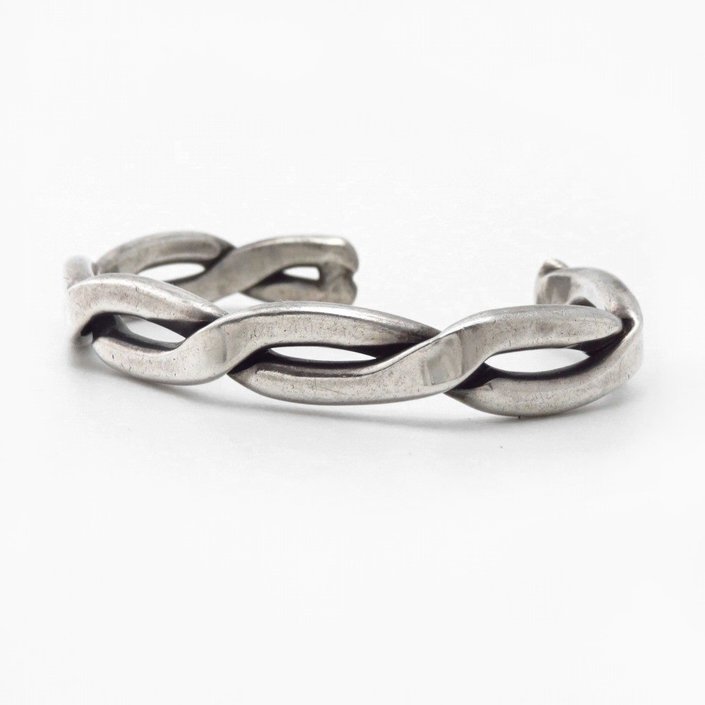 Vtg Navajo Heavy Flat Twisted Wire Cuff in Silver c.1960～