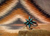 OLDPAWN Zuni Needlepoint Turquoise Cluster Ring  c.1970～
