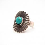 Antique Sunburst Stamped Concho Tourist Silver Ring  c.1920