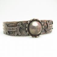 Antique Concho & Horse Patched Silver Cuff Bracelet  c.1940