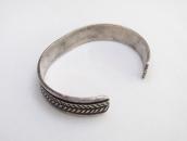【UITA22】 Vintage Filed & Stamped Silver Cuff Bracelet c.1940