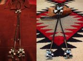 Vintage Zuni Channel Inlay Eagle Ornament Bolo Tie  c.1950～