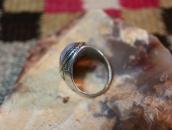 Vintage Navajo Cast Silver Ring w/White Pink Agate  c.1950～