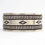 Antique Stamped Heavy IngotSilver Wide Cuff Bracelet c.1930～