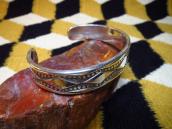 NAVAJO GUILD Diam Stamped Ingot Silver Cuff Bracelet c.1940～
