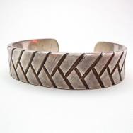 NAVAJO GUILD Basket Stamped Heavy Cuff c.1940