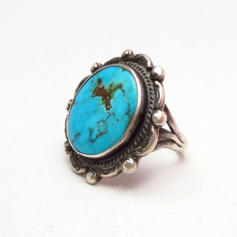 Vintage Split Shank Silver Ring w/Round Cut TQ  c.1940