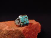 Antique Navajo Worn Silver Ring w/Square Turquoise  c.1930～
