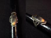 Vintage Split Shank Silver Ring w/Black PetrifiedWood c.1940