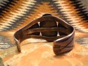 Antique 卍 Stamped Cuff Bracelet w/Three PetrifiedWood c.1930