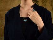 Attr.to【Maisel's】Silver Pin w/Gem Quality Turquoise  c.1940～