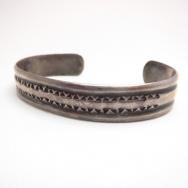 Antique Banded Stamped Ingot Silver Cuff Bracelet  c.1920～