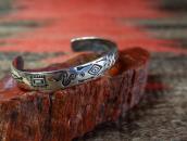 Antique Snake & Arrows Stamped Silver Cuff Bracelet  c.1930～