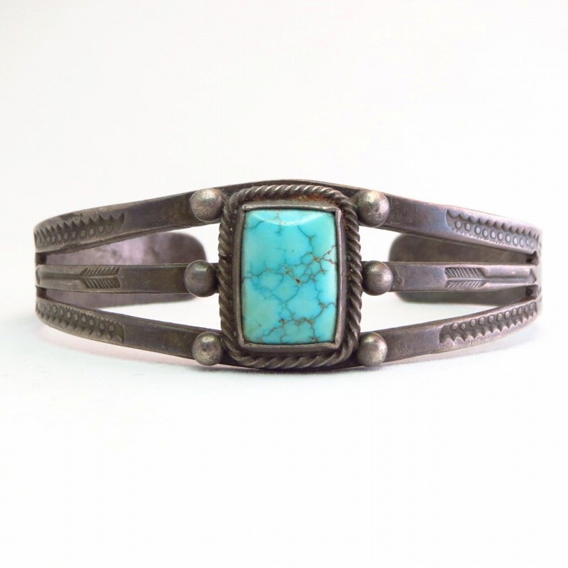 Vintage Navajo Split Band Cuff Bracelet w/Sq. #8 TQ  c.1945～