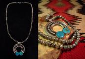 Vintage Naja Fob Silver Beads Necklace w/TQ c.1970
