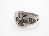 Antique Navajo 卍 T-bird & Arrows Stamped Silver Ring c.1930