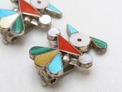 Vintage Zuni Inlay Thunderbird Clip On Earrings  c.1960～