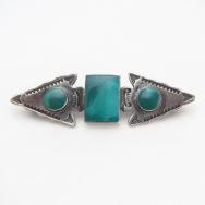Antique Two Arrowheads & Green Turquoise Pin Brooch  c.1935～