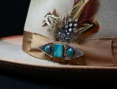 Antique Two Arrowheads & Green Turquoise Pin Brooch  c.1935～