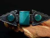 Antique Two Arrowheads & Green Turquoise Pin Brooch  c.1935～