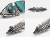 Antique Two Arrowheads & Green Turquoise Pin Brooch  c.1935～