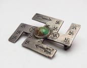 Antique 卍 Shape 卍 Stamped Silver Pin w/TQ  c.1920