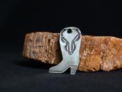 Antique Navajo Stapmed Silver Western Boot Shape Pin c.1940～